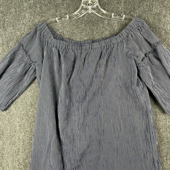 Madewell Off-the-Shoulder Bell-Sleeve Dress in Blue Deep Navy Size 4 EUC - Picture 2 of 7